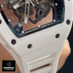 Another detailed close-up of the Bubba Watson Richard Mille White Ceramic RM055, showcasing unique design textures and superior materials