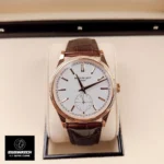 Front view of Patek Philippe Calatrava 6119R-001 rose gold replica watch inside premium packaging.