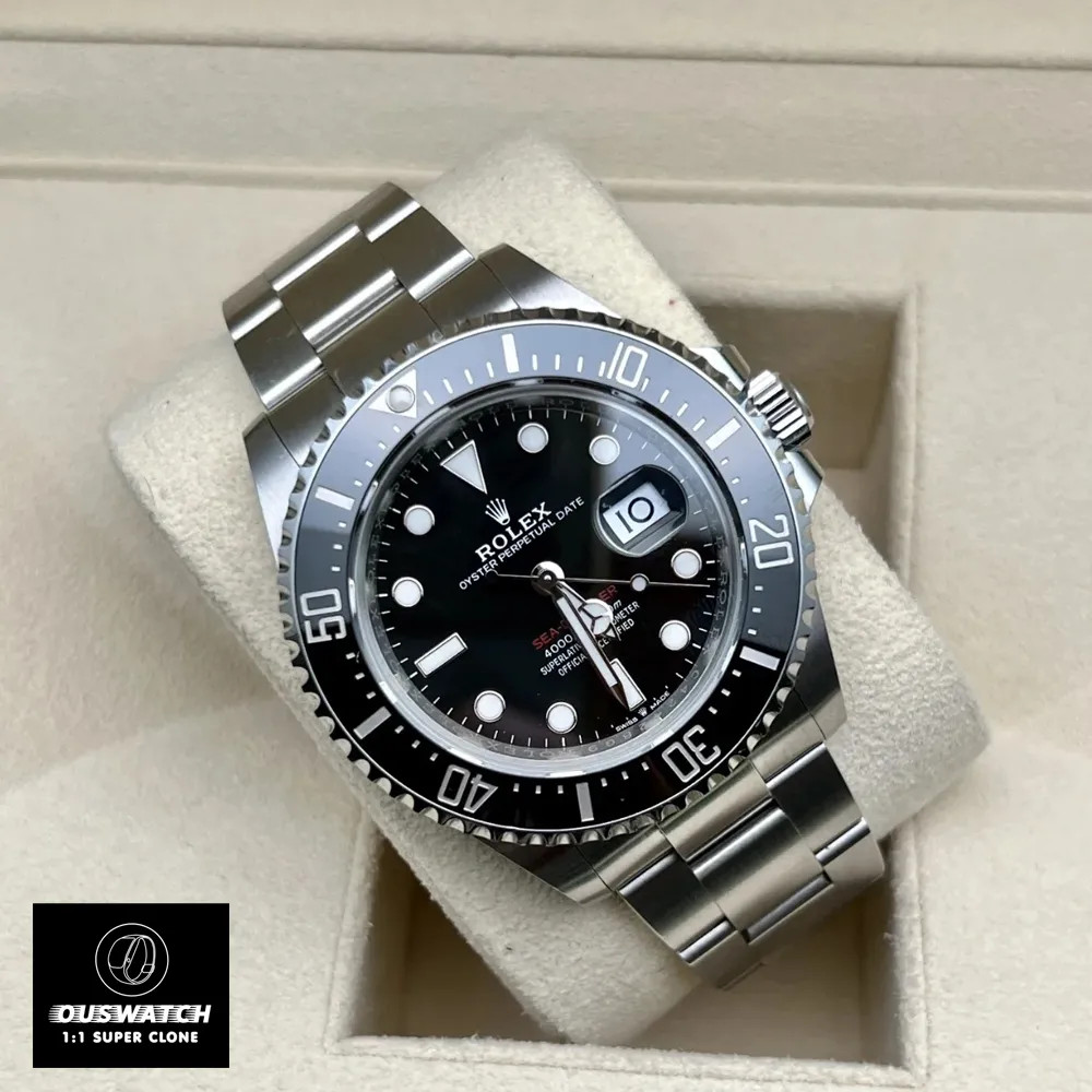 120-degree angled view of Rolex Sea-Dweller 126600, emphasizing 43mm case profile and helium escape valve design