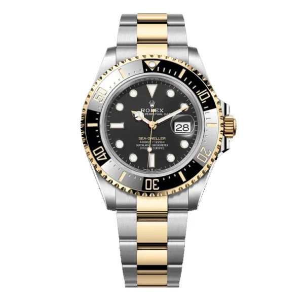 Rolex Sea-Dweller 126603-0001 Super Clone watch with Oystersteel and yellow gold case on white studio background