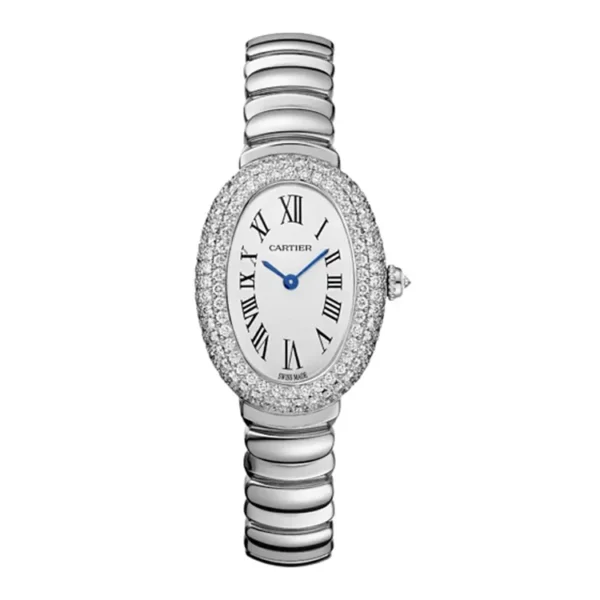 Women cartier baignoire watch White Gold Diamond Small Super Clone