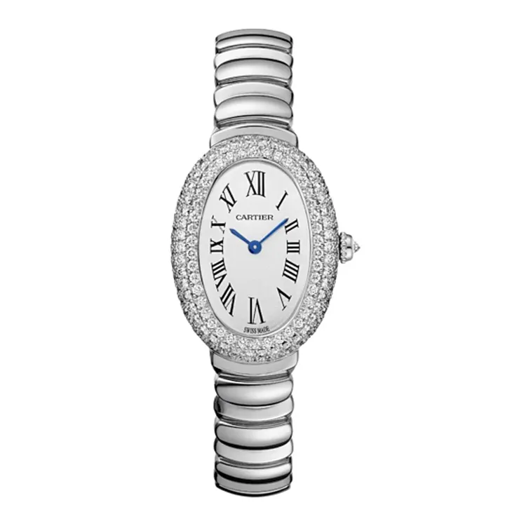 Women cartier baignoire watch White Gold Diamond Small Super Clone