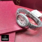 Cartier Baignoire WJBA0020 watch laid flat on table, displaying oval silhouette.