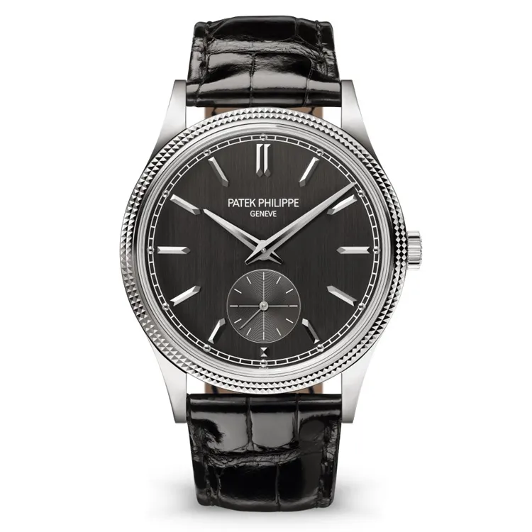 Front view of the Men’s Patek Philippe Calatrava 6119G-001 Super Clone watch with gray dial