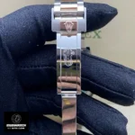 Open folding clasp detail of Rolex Yacht-Master 126621 Super Clone watch, illustrating authentic Swiss super clone bracelet construction