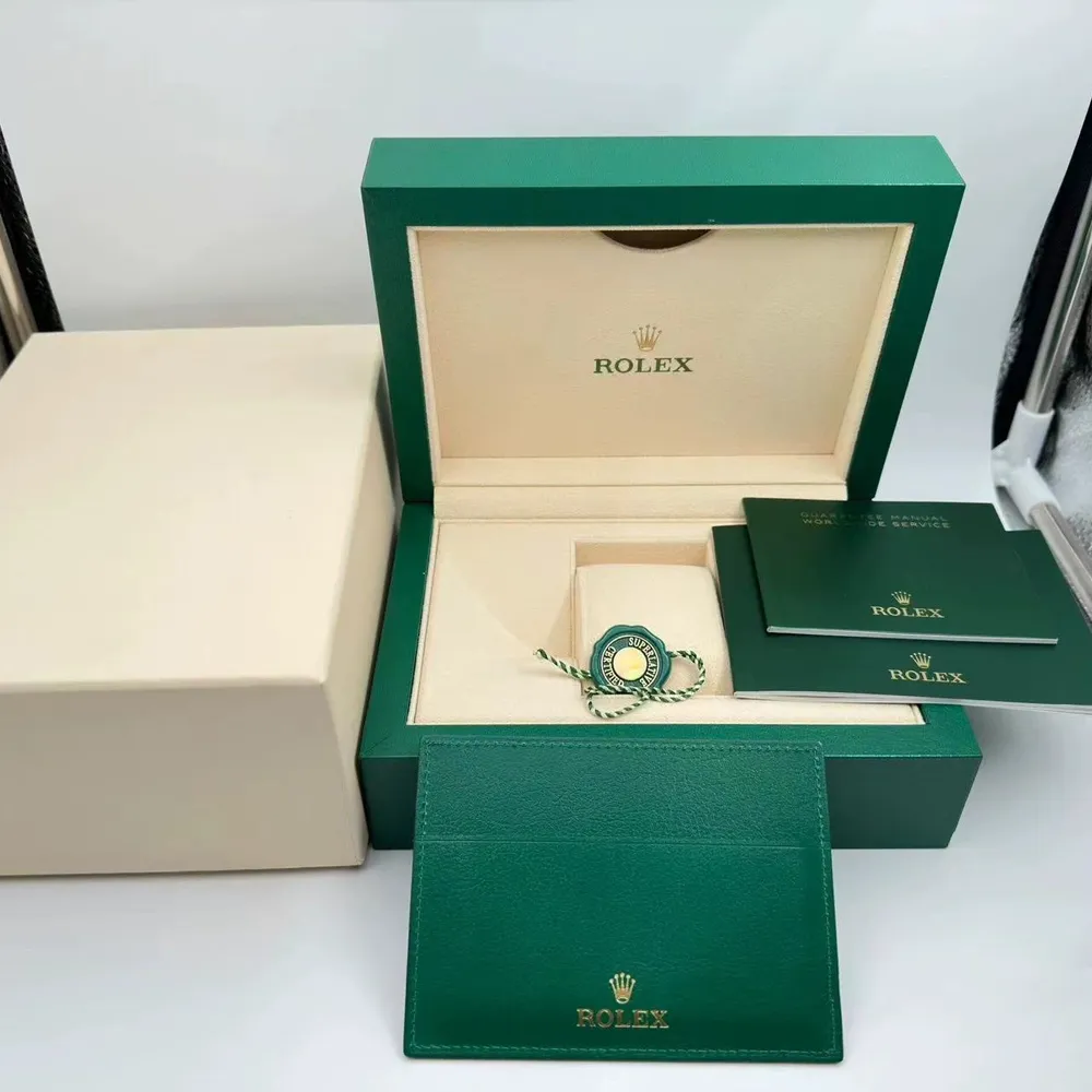 Premium packaging of the Rolex Daytona 116508 super clone watch, featuring branded box and protective cushion.