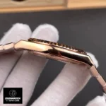 Rolex Land Dweller 36 mm Rose Gold watch Side satin finish display