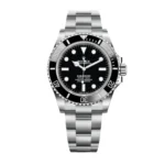 Super clone Rolex Black Submariner No Date 124060 Watch on white background, featuring a matte black Cerachrom bezel and stainless steel Oyster case.