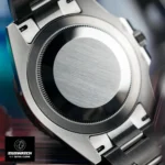 Rear view of Rolex GMT‑Master II Batman 126710BLNR‑0003 super clone, displaying its solid screw‑down caseback and brushed Oystersteel case finish.