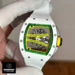 85-degree front angle of Richard Mille RM 61 Super Clone in green accent design, combining performance and aesthetics.