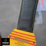 Detailed view of the yellow TPT® strap attachment on the Richard Mille RM 27‑03 Rafael Nadal replica watch.