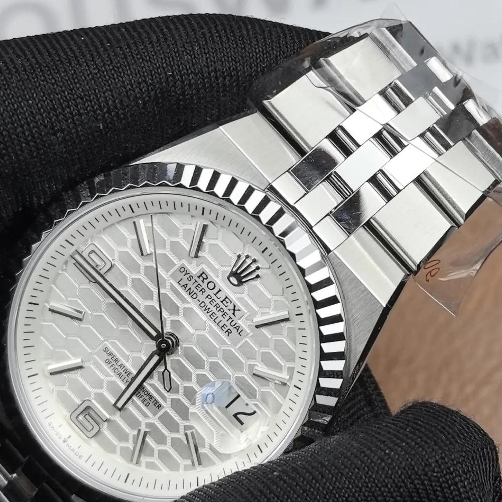 Rolex Land Dweller 40mm bezel and strap close-up