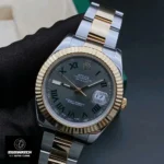 Rolex Datejust 41mm two-tone 126333 replica watch displayed at a 45-degree angle, highlighting its case and dial structure.