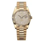 Rolex Day-Date 40mm watch in yellow gold, model 228238-0054, displayed on a white background.