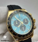 Replica golden Rolex Daytona 126518LN with turquoise blue (Tiffany) dial display