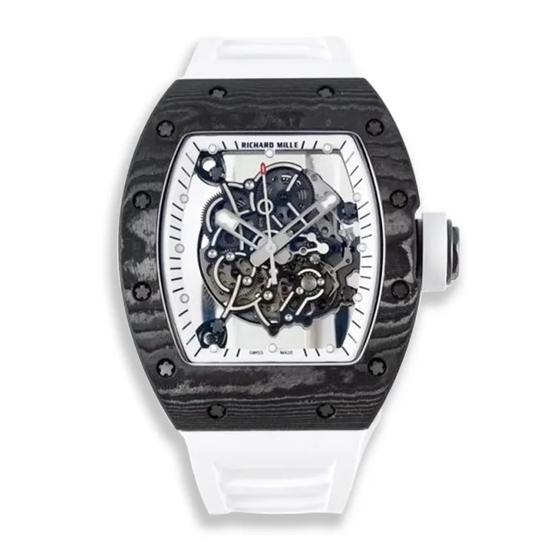 Richard Mille Bubba Watson RM 055 watch with titanium and carbon fiber case displayed on a white background.