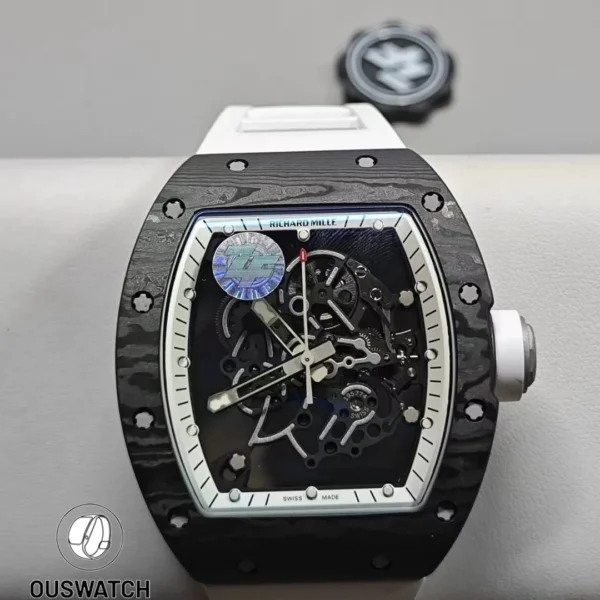 Front view of Richard Mille RM 055 Bubba Watson skeletonized dial luxury watch.