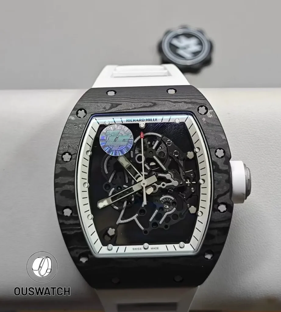 Front view of Richard Mille RM 055 Bubba Watson skeletonized dial luxury watch.