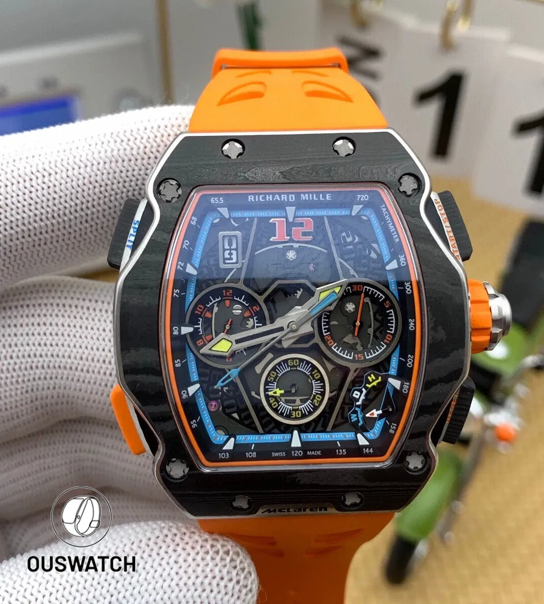 Front view of Richard Mille RM 65-01 skeleton chronograph featuring innovative Swiss craftsmanship.