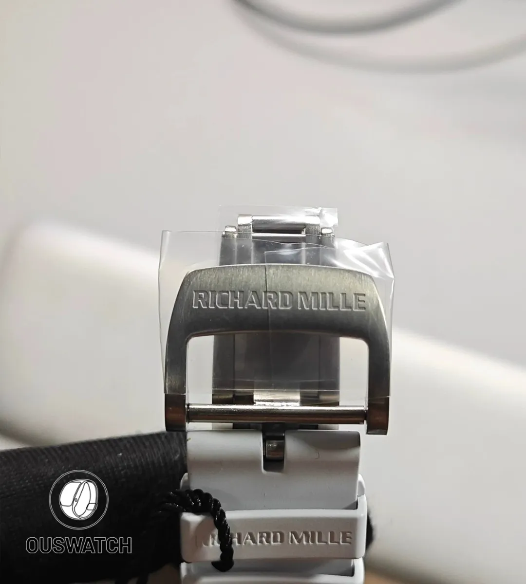 Replica Richard Mille RM 055 Bubba Watson stainless steel folding clasp detail shot.