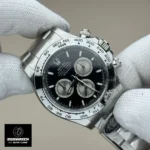 Rolex Daytona 126509 men’s watch shown at a 120-degree angle highlighting dial details.