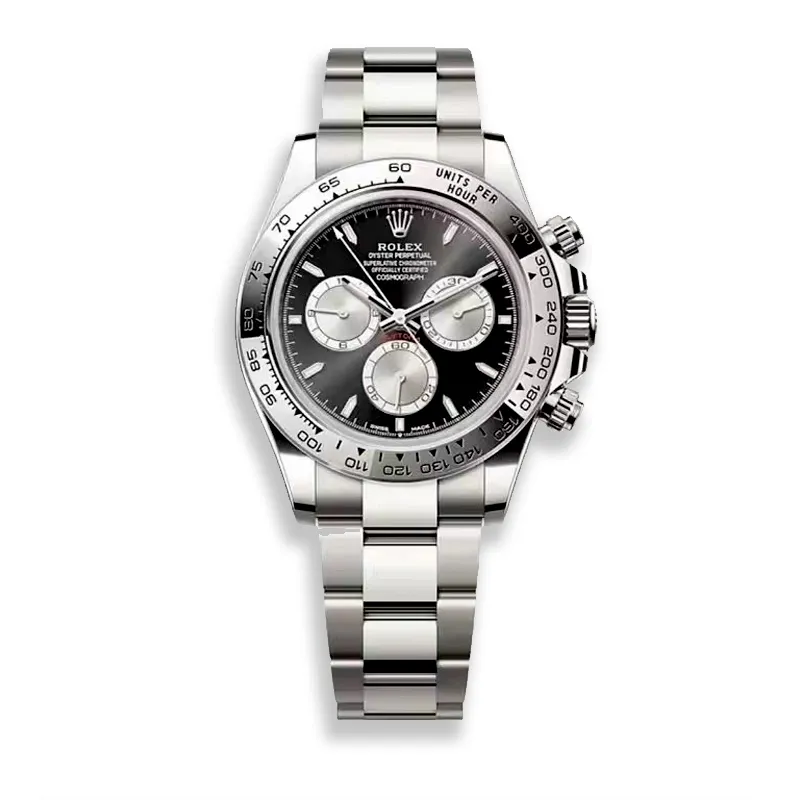 Rolex Daytona 126509 men’s watch with black dial and steel case on a white background