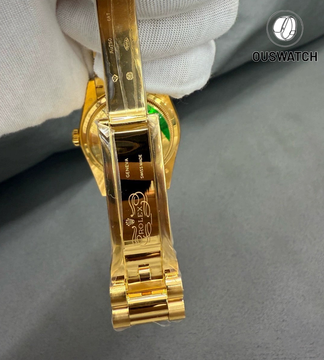 Rolex Day-Date 36 with iced-out diamond dial fitted on a yellow gold President bracelet