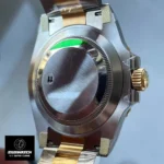 Rear view of the Rolex Submariner 126613LB-0002 showing the screw-down caseback.