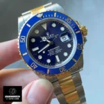 110-degree angled display of the Rolex Submariner Date 126613LB showing the blue dial and bezel.