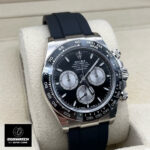 Black on black Rolex Daytona 126519LN shown at 110-degree angle