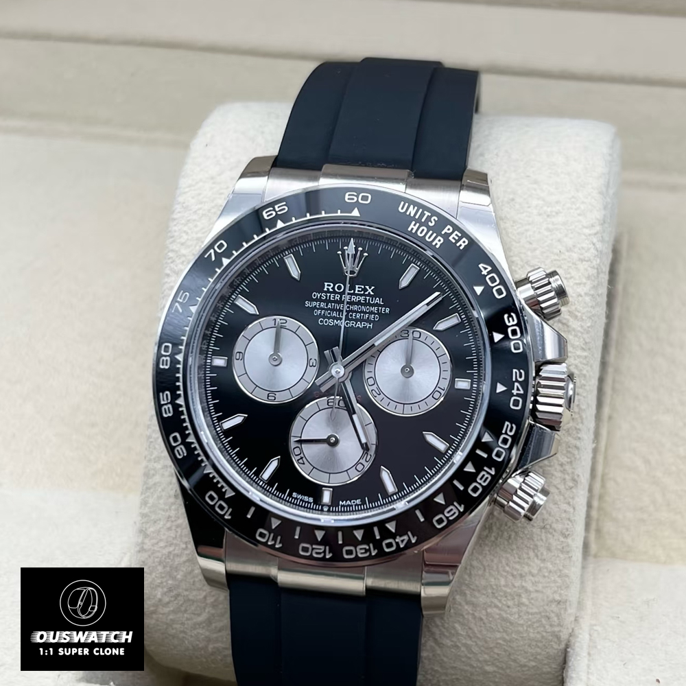 Front display of Rolex Daytona 126519LN with black dial