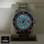 Rolex GMT Master II Pepsi Meteorite Dial watch under low light conditions