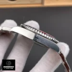 Side case view of Rolex GMT Master II Pepsi Meteorite Dial in stainless steel