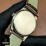 Rear view of Patek Philippe Calatrava 5227R-001 — rose gold caseback and screw-down details.