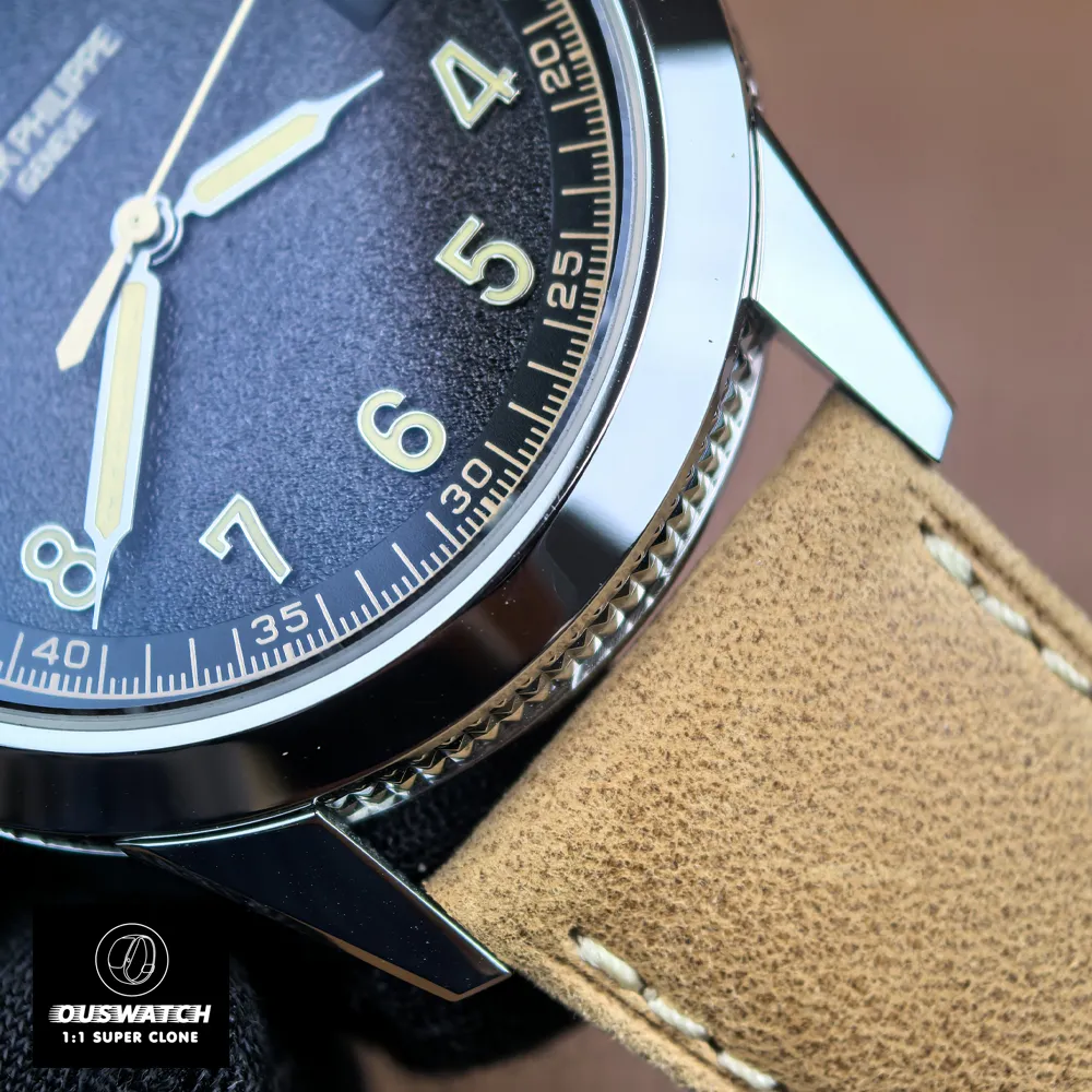 Detailed view of the lugs on the Patek Philippe Calatrava 5226G-001 — case edges and lug finishing.