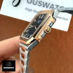 Side view of Patek Philippe Cubitus 5821/1AR showing the case profile and crown — polished edges and satin finishes visible.