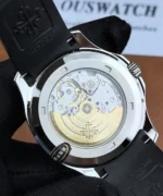 Exhibition caseback view of the Aquanaut 5167A-001 PPF super clone revealing the movement and rotor details.