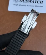 Close-up of the stainless steel clasp/buckle for the Aquanaut 5167A-001 PPF super clone, showing engraving and clasp mechanism.