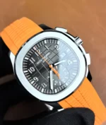 120-degree overhead presentation of the Aquanaut 5968A showing profile, bracelet, and bezel.