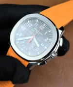 45-degree top-down angle of the Aquanaut 5968A emphasizing case curvature and dial depth.