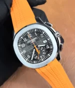 Full-view panorama of the Aquanaut 5968A showing the complete watch, bracelet, and dial.