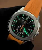 Aquanaut 5968A showing luminescent hands and markers in low light for night visibility.