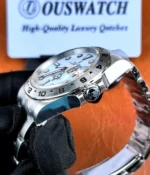 Side view of the Rolex Explorer 2 226570 white dial 42mm watch crown and case