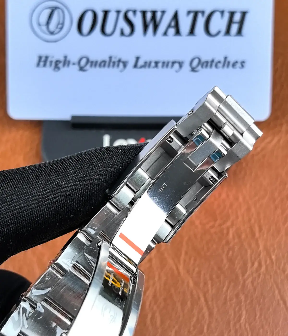 Close-up of the folding clasp on the Rolex Explorer 2 226570 white dial 42mm watch