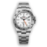 Rolex Explorer 2 226570 white dial watch front view on a clean white background