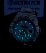 Rolex Explorer 2 226570 white dial watch showing luminous display in the dark