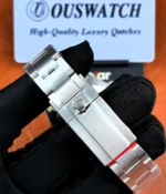 Close-up of the clasp on the Rolex Explorer II Black Dial 226570-0002 bracelet