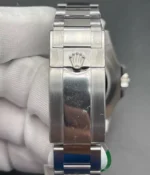 Bracelet detail view of the Rolex 126719BLRO-0003 white gold blue dial watch.