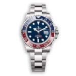Front view of the Rolex GMT-Master II Pepsi Blue Dial 126719BLRO-0003 super clone watch with ceramic bezel.