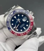 130-degree angle view of the Rolex GMT-Master Pepsi white gold 126719BLRO-0003 watch.